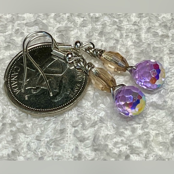 🌓 stunning Swarovski briolette and yellow accented earrings-Feb birthday - Picture 5 of 8